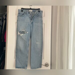 Agolde Light Blue Distressed Women’s  Straight Jeans